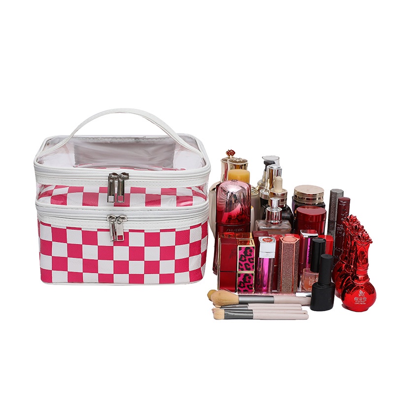 Pu Túi Đựng Mỹ Phẩm Hai Lớp Trong Suốt Tiện Lợi