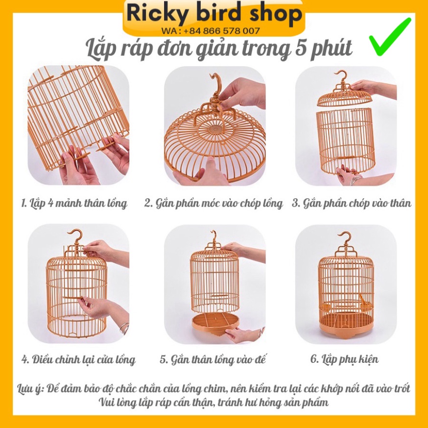 Lồng chim yến, khuyên, chòe đất làm bằng nhựa ABS siêu bền, tiện lợi (Tự lắp ráp đơn giản) (R)