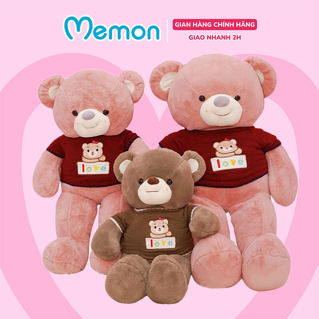 Gấu Bông Teddy Áo Len Gấu Love Cao Cấp Memon