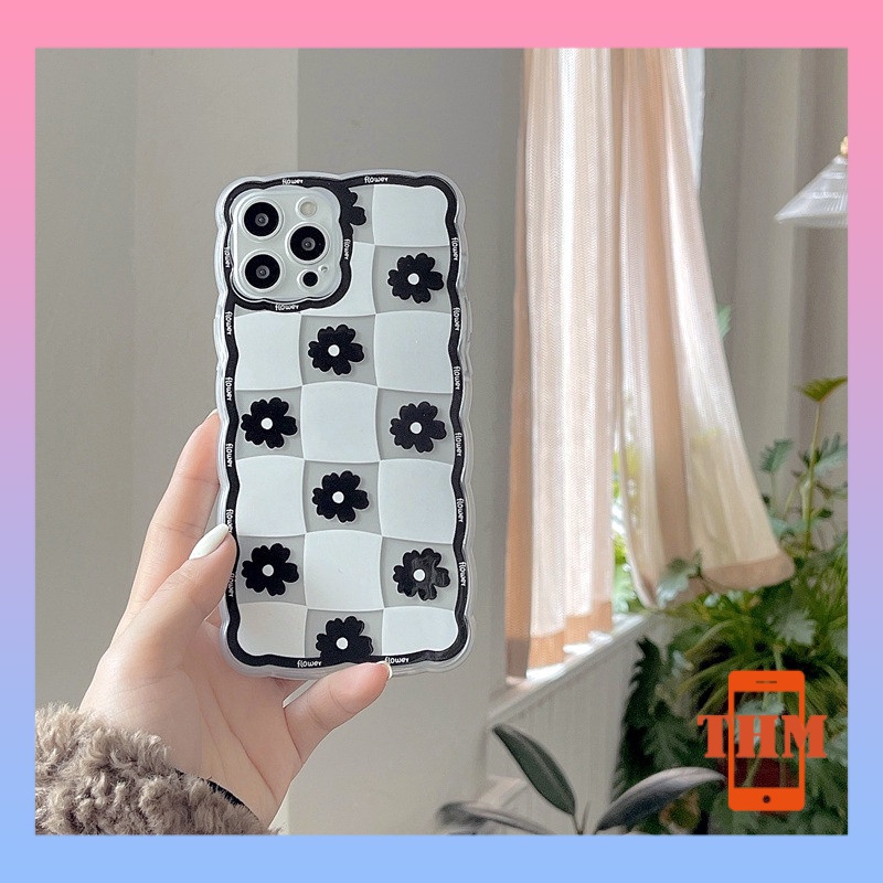 Ốp lưng iphone trong lượn sóng hoa caro Cho 6/6s/6plus/6splus/7/7plus/8/8plus/X/xr/xs/11/12/13/Pro/Max/Plus/promax-1022