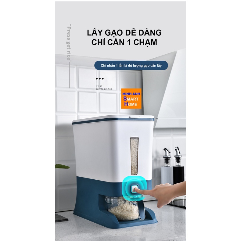 Thùng đựng gạo thông minh hàng cao cấp công nghệ Nhật bản dung tích 12kg lớn dành cho gia đình bạn