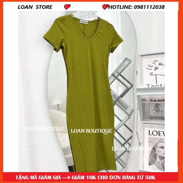 Đầm thun ôm body cổ tim dáng thon cao qua gối_đầm body đẹp [MIỄN SHIP TƯ 2 SP]