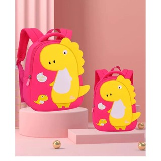 Balo khủng long nhiều màu dễ thương cho bé mầm non 3 - 6 tuổi, đệm lưng thoáng khí kèm dây chống lạc BLTE03 cho bé