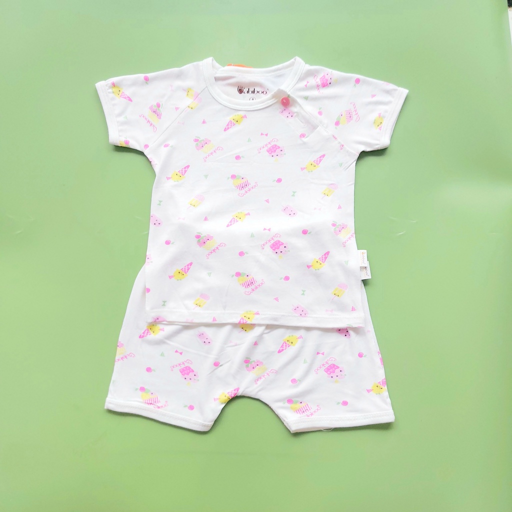 Bộ sơ sinh cộc tay Babiboo vải visco siêu mềm mại BTK33