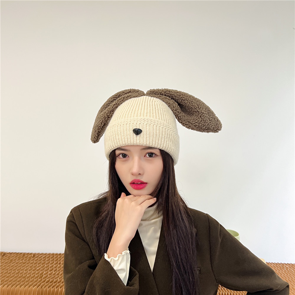 Mũ Len Thỏ / Phiên Bản Hàn Quốc Dễ Thương / Mũ Len / Nữ / Phụ Nữ / Mũ / Giữ Ấm / Bảo Vệ Tai / Mũ Dệt Kim Nhãn Hiệu Thời Trang Thu Đông