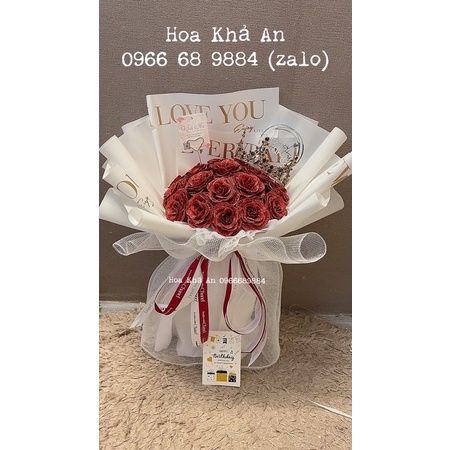 Bó hoa Nhũ 20bông vĩnh cửu siêu đẹp, Tặng thiệp, chữ hpbd.