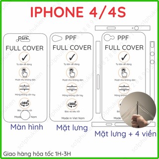 Dán PPF iPhone 4 / 4s loại trong, nhám, da cá sấu dành cho màn hình, mặt lưng,  mặt lưng+ 4 viền