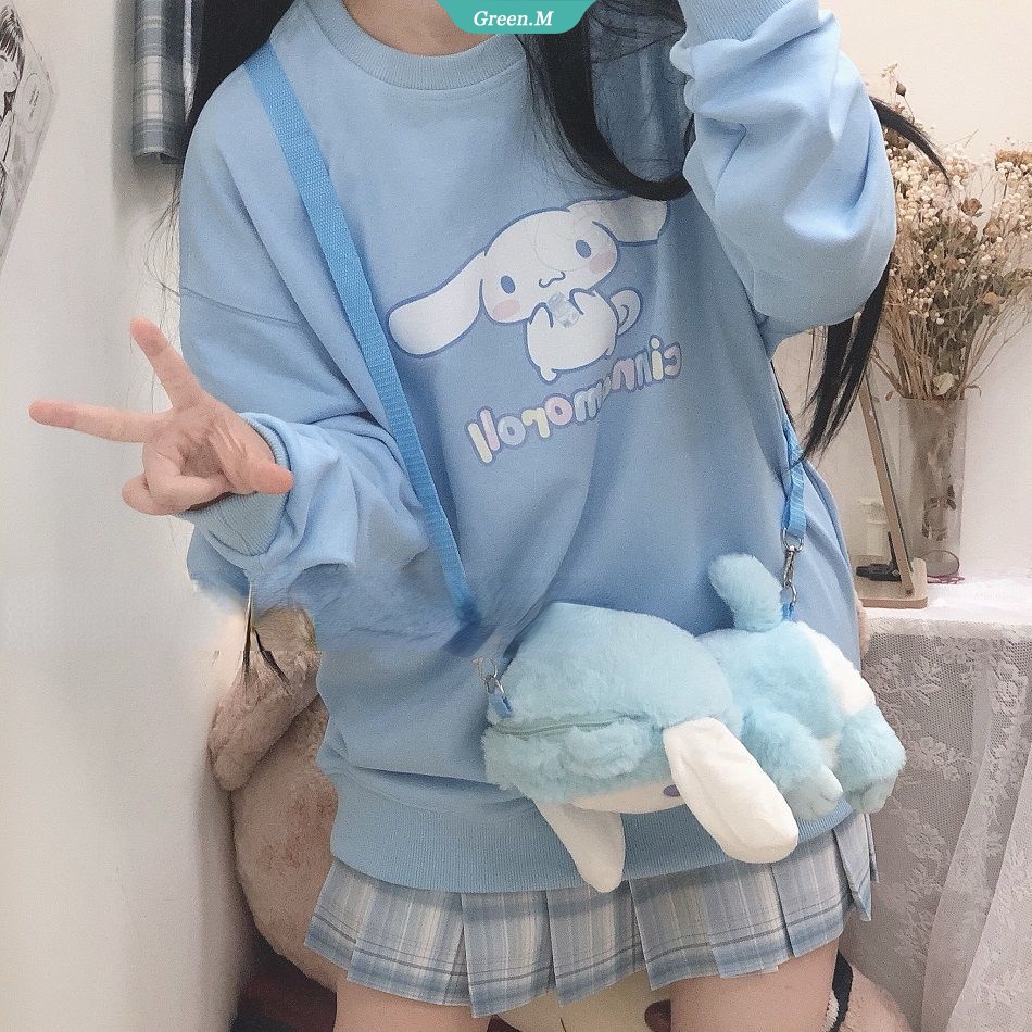 Sanrio Áo Sweater Chui Đầu Dáng Rộng Tay Dài In Hình Cinnamoroll Y2k Phong Cách Nhật Bản Dễ Thương Cho Nữ [GM]