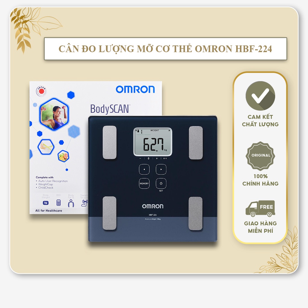 Cân Đo Lượng Mỡ Cơ Thể Omron HBF-224 | Cân Phân Tích , Theo Dõi Chính Xác Chỉ Số Cơ Thể - Bảo Hành 3 Năm