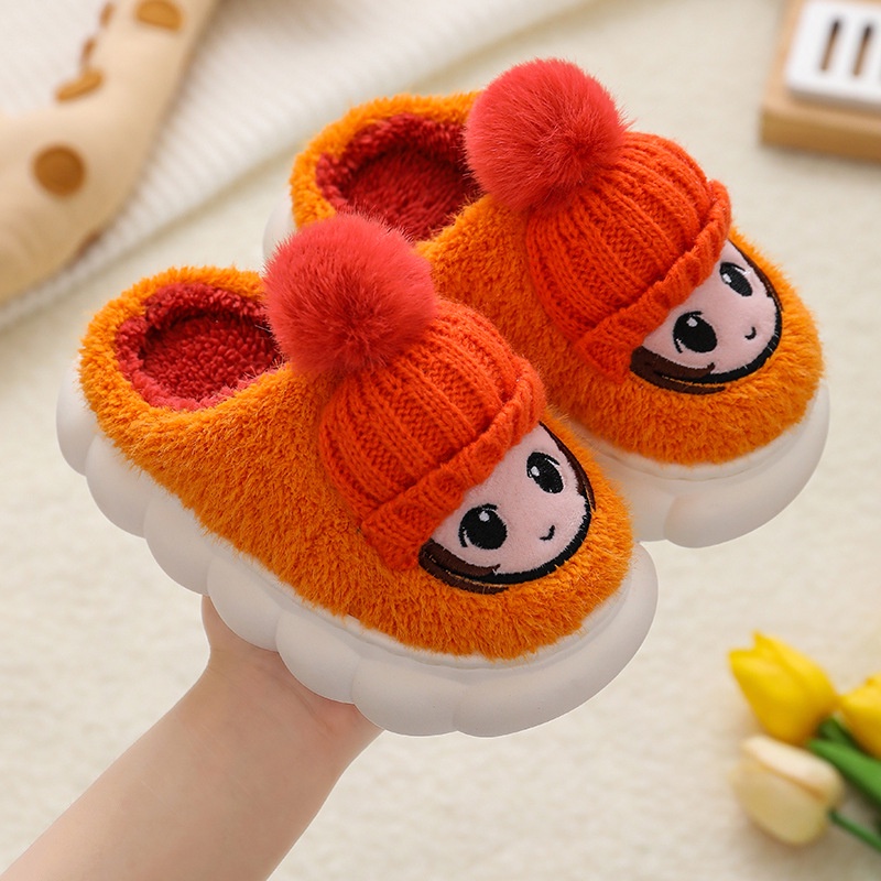 Dép Bông Đi Trong Nhà Đế Cao Su Siêu Nhẹ Chống Trơn Trượt Dành Cho Các Bé Hình Kute