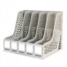 Kệ đựng tài liệu Deli 5 ngăn đứng để bàn dùng cho văn phòng màu Ghi xám - nhựa PP cao cấp - E9838