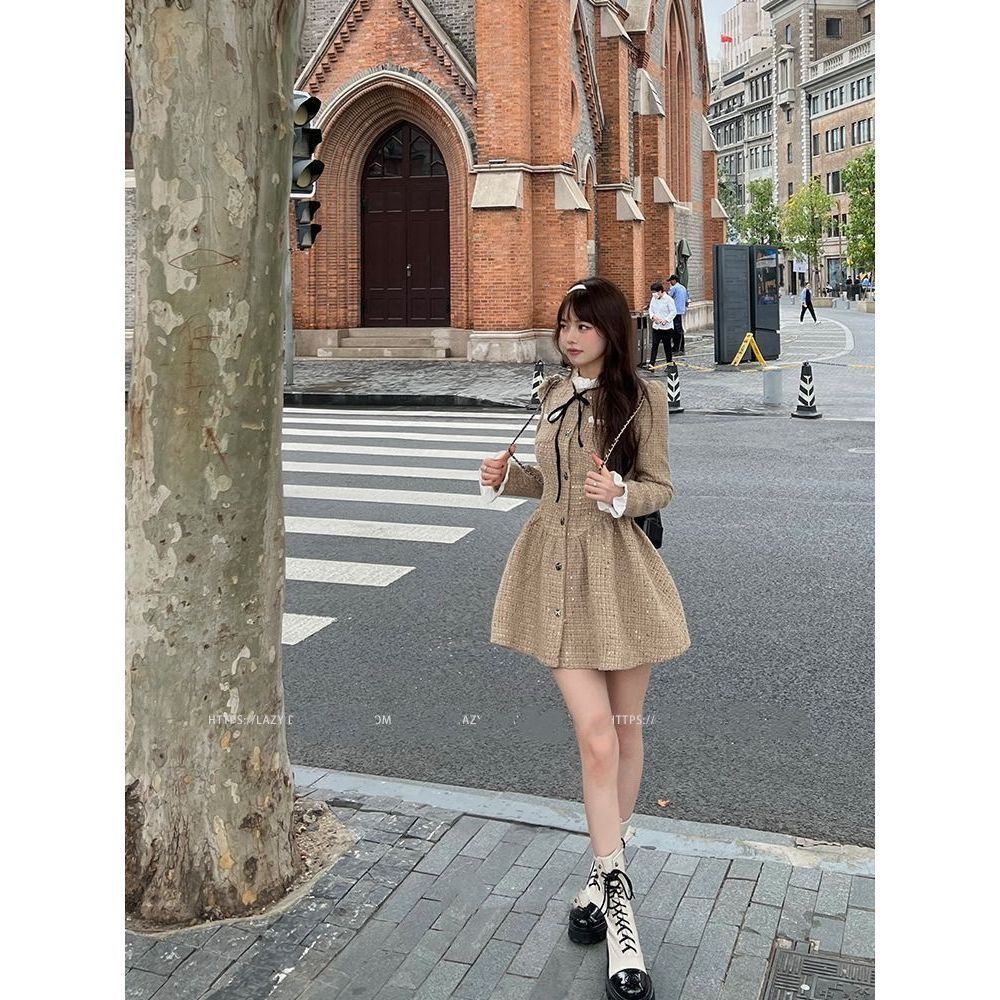 Đầm Công Chúa Vải Tweed Phong Cách Hàn Quốc Thời Trang Thu Đông 2022