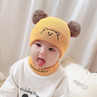 Set mũ len kèm khăn ống mặt cho bé