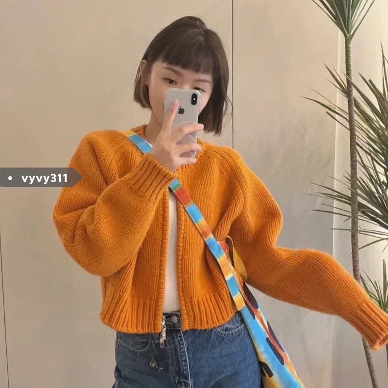 Áo Len Cardigan Dây Kéo Phong Cách Mùa Thu Hàn Quốc
