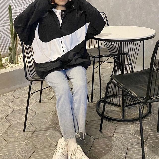 Áo khoác dù Nike Big Logo siêu hot, Jacket Vintage vải dù 2 lớp cao cấp thời trang Hàn Quốc - Yellow Bee