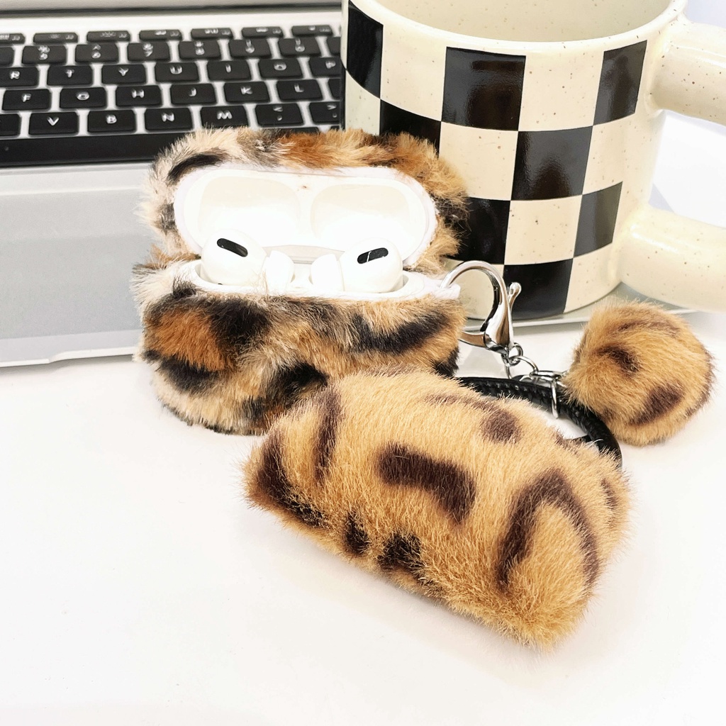 Vỏ Bảo Vệ Hộp Sạc Tai Nghe AirPods3 Gen AirPods3 2021 Họa Tiết Da Báo Bằng Lông Nhung Ốp