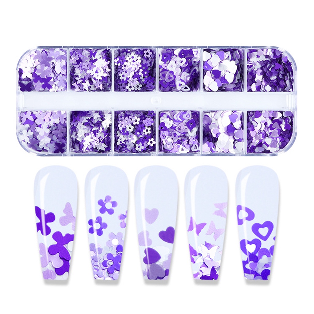 Hộp 12 Ngăn Đựng Phụ Kiện Trang Trí Móng Tay An Toàn Cho Bé Gái