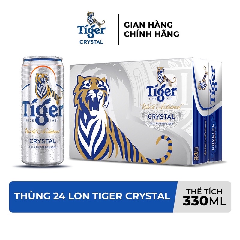 Thùng 24 Lon Bia Tiger Crystal 330ml/lon
