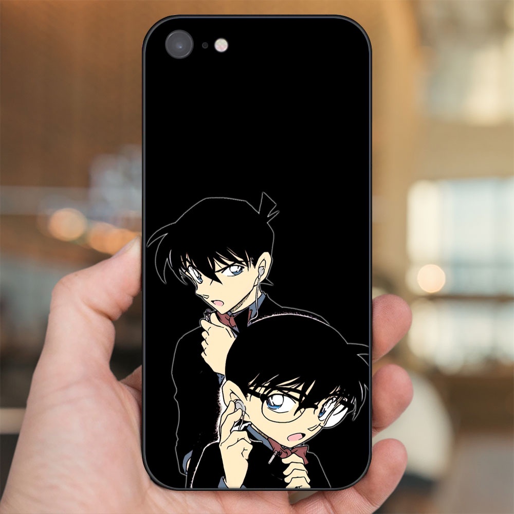 Ốp lưng iPhone 7, 8 dẻo đen cạnh vuông in hình Shinichi Conan Thám Tử Lừng Danh