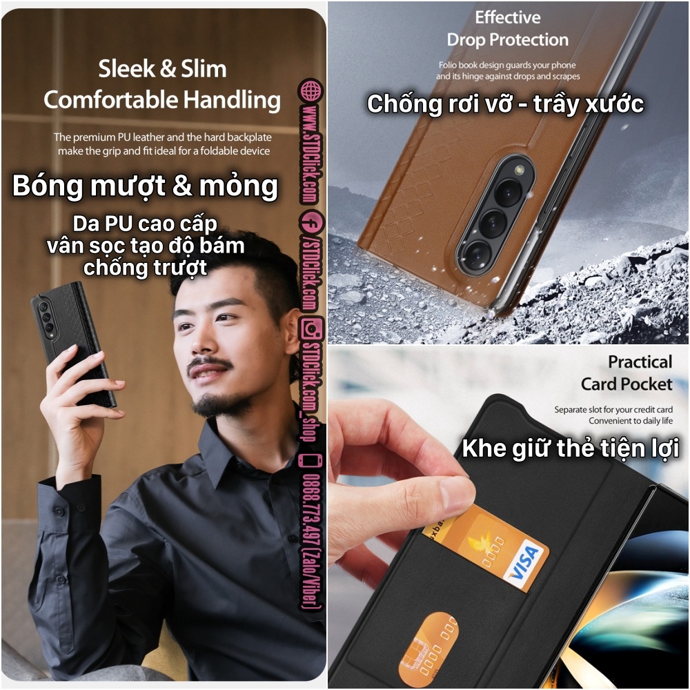 ỐP LƯNG DA SAMSUNG GALAXY Z FOLD 4 5G DUX DUCIS BRIL CHÍNH HÃNG