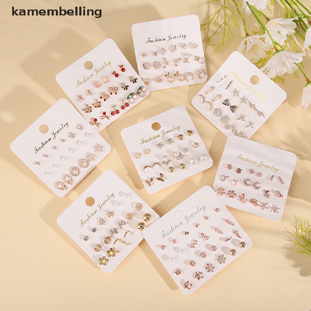 Set 12 Cặp Khuyên Tai Nữ Đính Ngọc Thời Trang