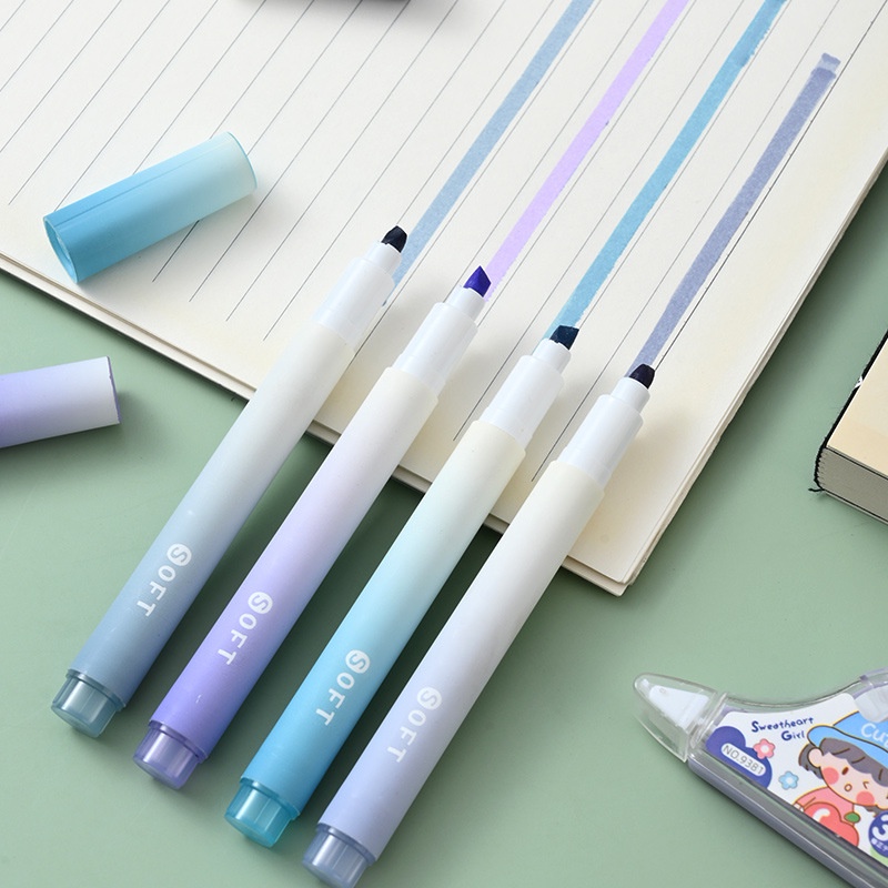 Combo 4 Bút Dạ Quang Đánh Dấu Cho Học Sinh Sinh Viên Văn Phòng Màu Pastel