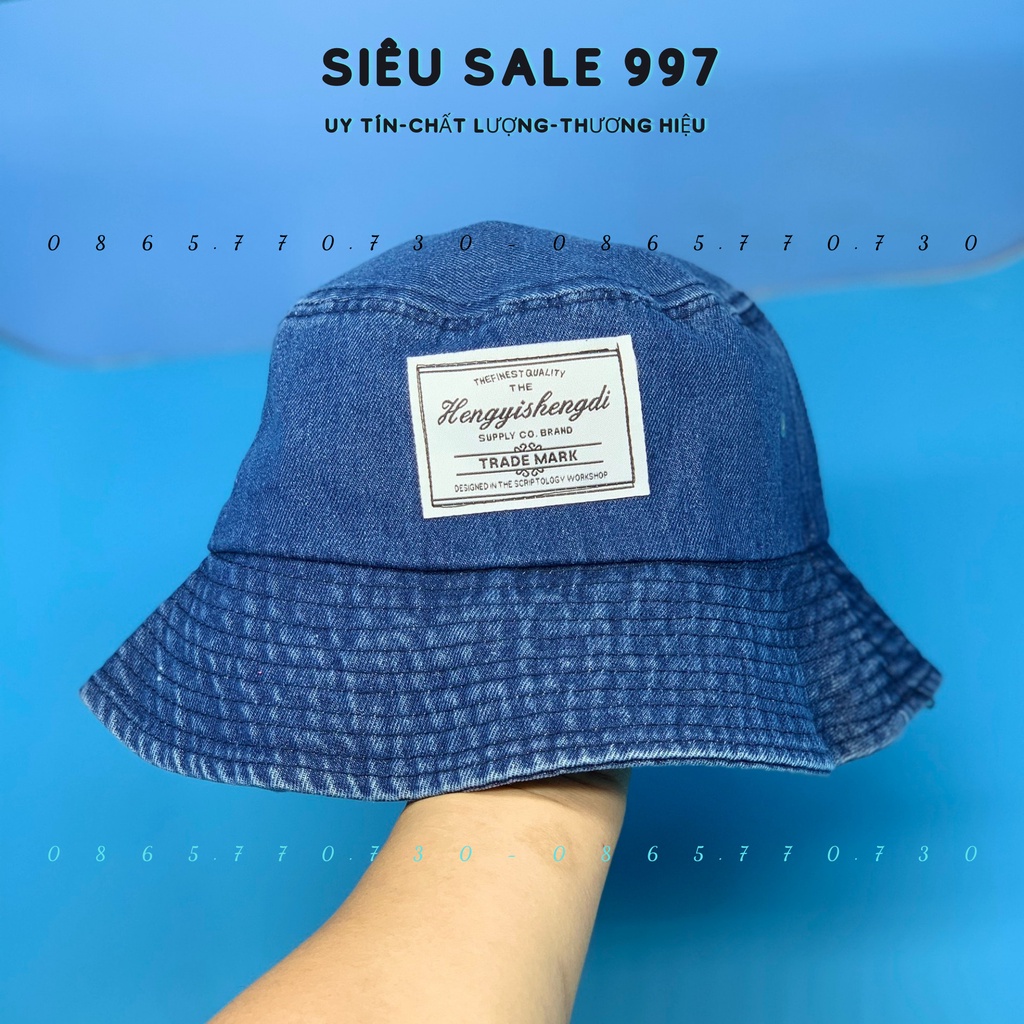 NÓN VÀNH CHẤT JEAN MỀM DENIM PHỐI LOGO HÀNG QC NHẬP CAO CẤP THỜI TRANG NỮ CÓ DÂY ĐIỀU CHỈNH FORM