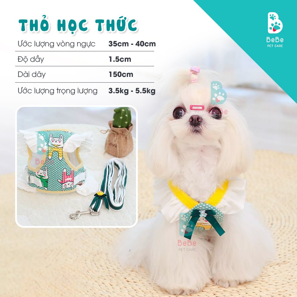 [Siêu Đáng Yêu] Dây Dắt Thú Cưng Xinh Xắn Kèm Đai Yếm Thoáng Khí - Tiện Lợi Khi Đi Dạo Cùng Boss