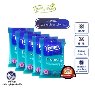 Khăn giấy ướt diệt khuẩn protect tempo - túi 10 tờ