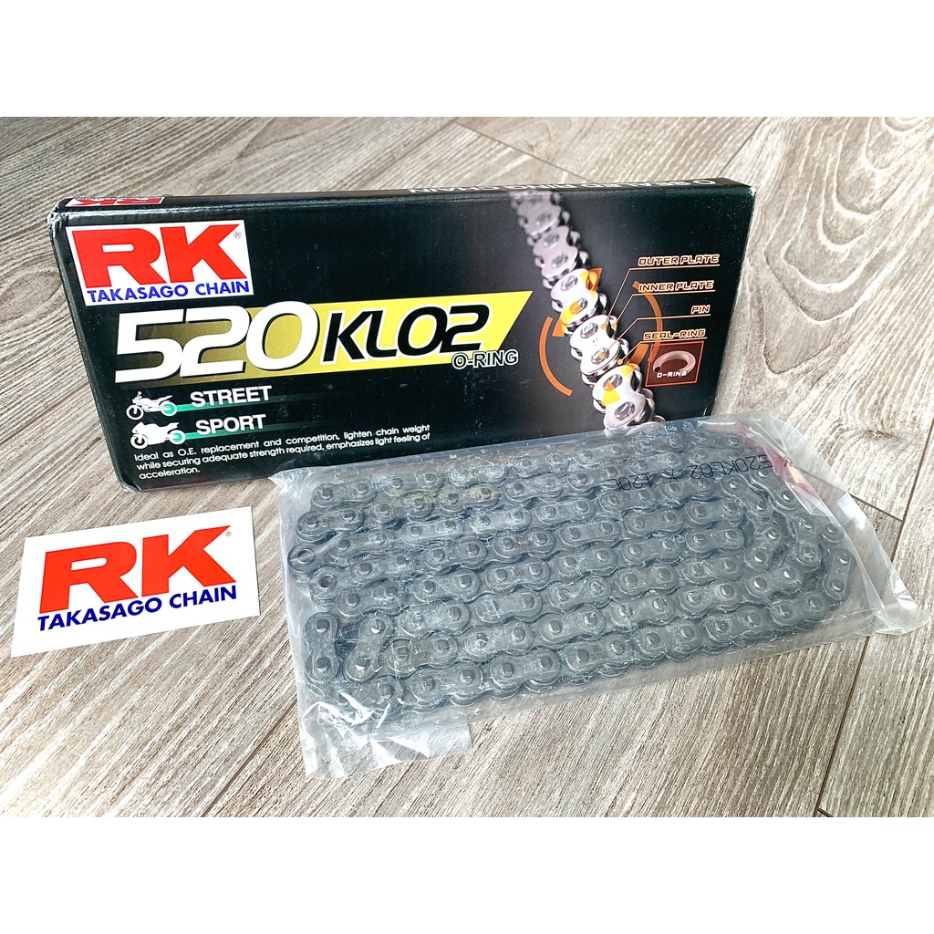 Sên phân khối lớn RK Takasago 520 có phốt cao su Oring, không mạ màu