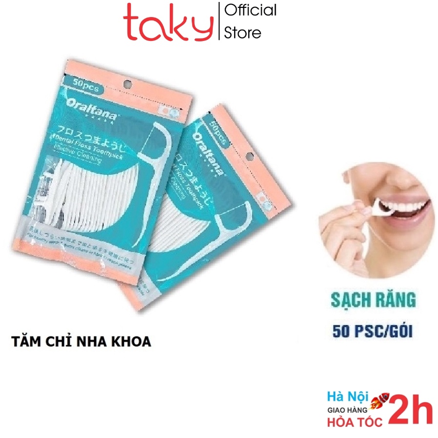 Gói 50 Tăm Chỉ - Taky, Giúp Răng Sạch Sẽ, Chắc Khỏe, Không Hôi Miệng, Tiện Dụng Cho Chăm Sóc Răng Miệng - 7050