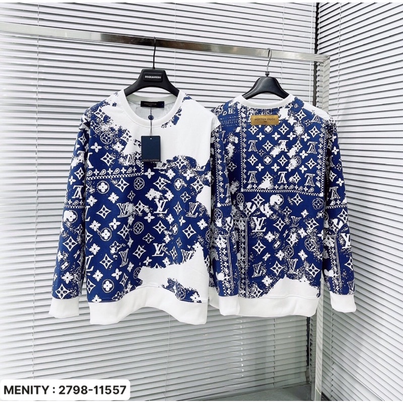 Áo Sweater Nam Lv Màu Loang Họa Tiết Dập Vân - Áo Nỉ Nam Nữ Màu Loang Chất Nỉ Da Cá Mềm Mịn DT