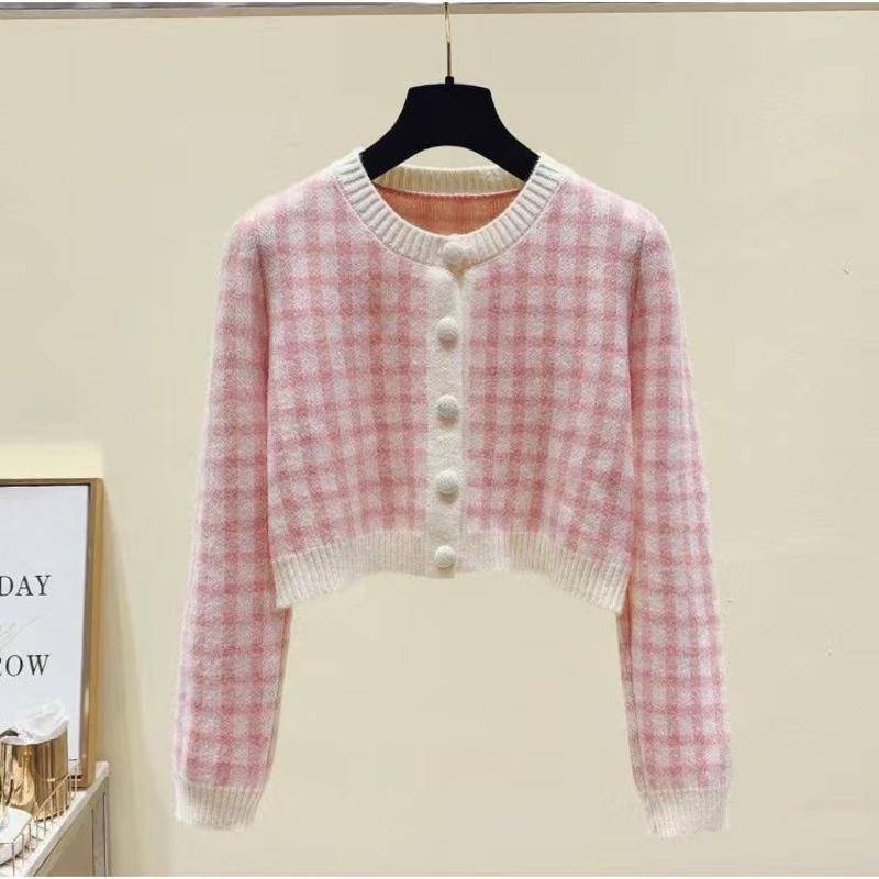 Bộ Áo Khoác Cardigan Dệt Kim + Quần Jeans Lưng Cao Thời Trang Phương Tây