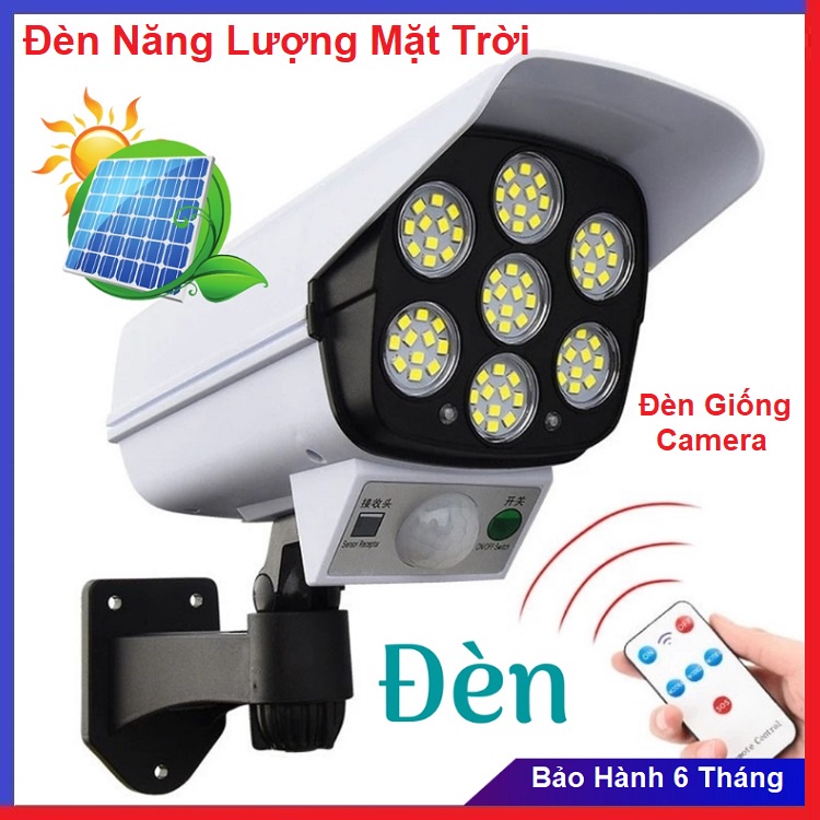 Đèn Pin Sạc Năng Lượng Mặt Trời, Giống Camera Chống Trộm, Cảm Biến Tắt Bật, Chống Nước - Có Điều Khiển - Tiết Kiệm Điện