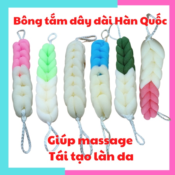 Bông tắm dây dài Hàn Quốc giúp massage tái tạo làn da Aqua