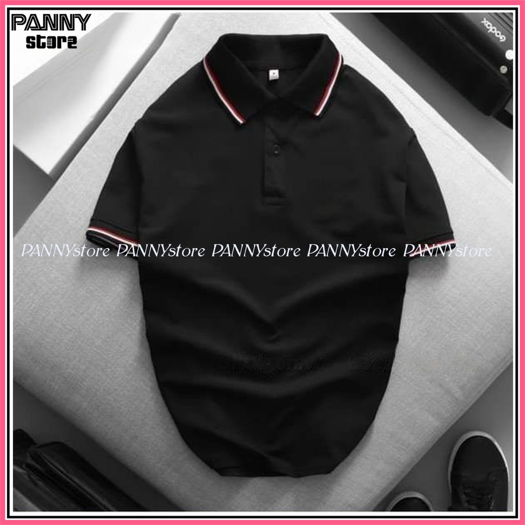 Áo Thun Polo Có Cổ Cá Sấu 4 Chiều Màu Đen Sọc Form Suông Đồng Phục Nam Nữ Đủ Size Màu từ 30kg đến 100kg