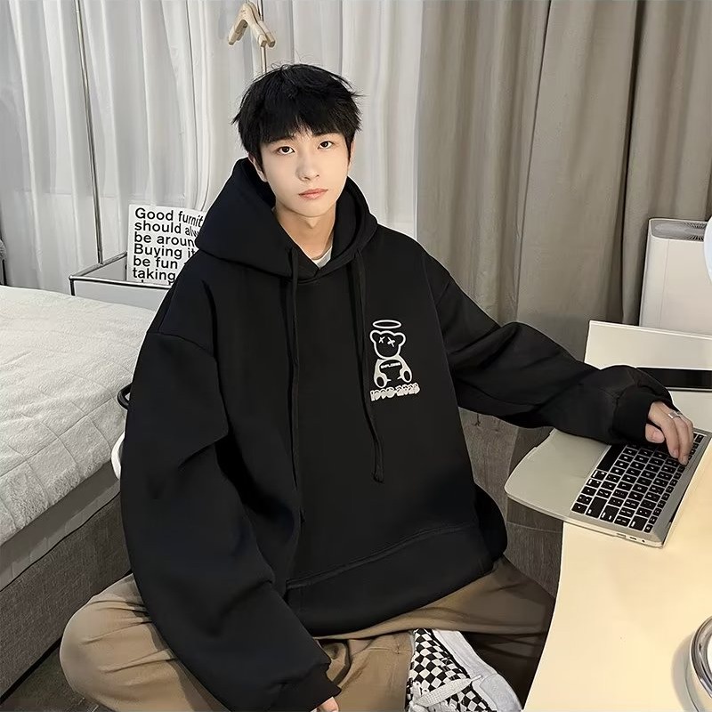 Áo Hoodie Tay Dài Dáng Rộng In Họa Tiết Đôi Cánh Gấu Thời Trang Cho Nam Và Nữ Size M-5XL 2023