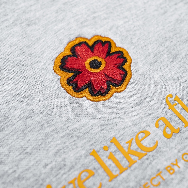 OWL BRAND® BASIC FLOWER TEE - Áo thun Nam họa tiết hoa đơn giản / Xám