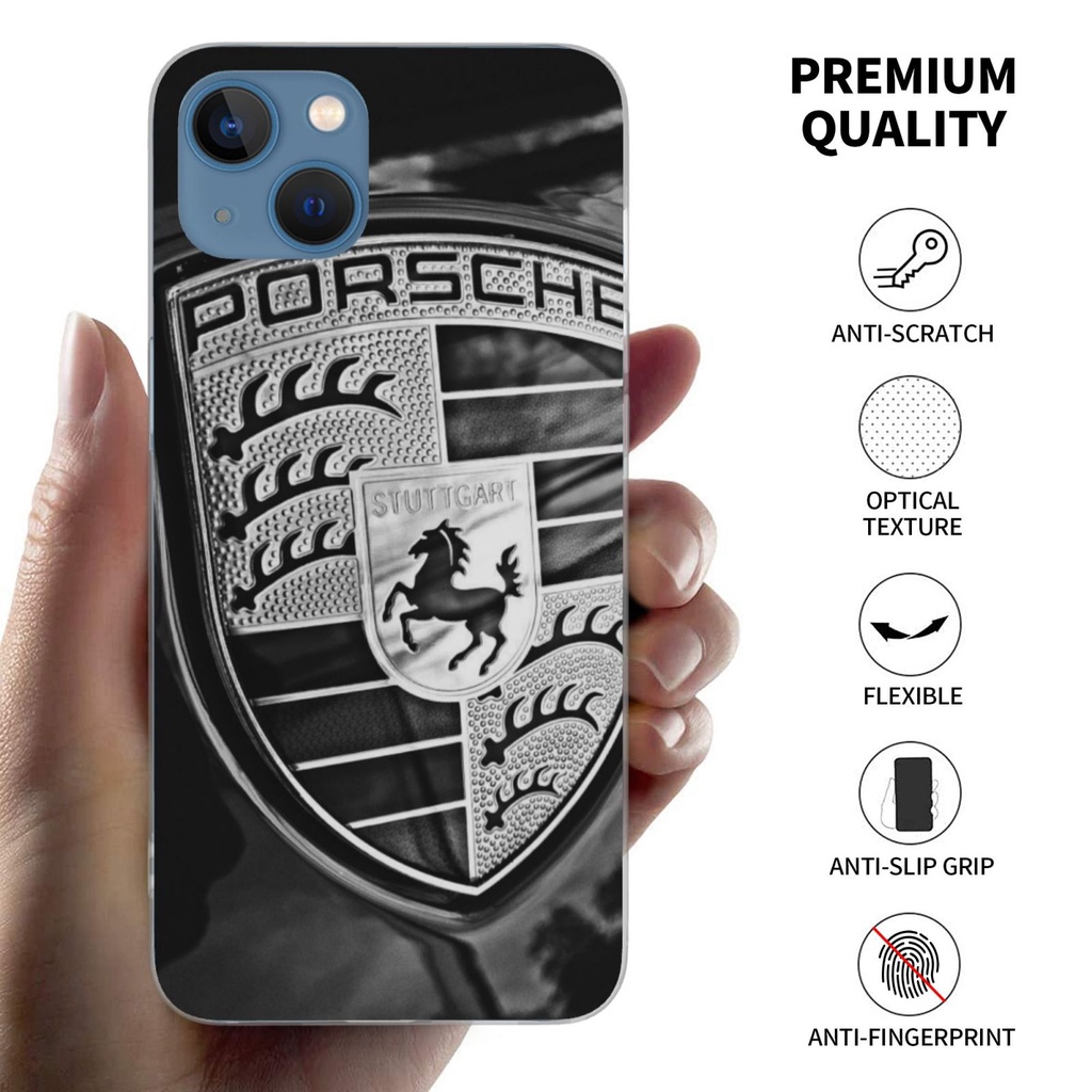 Hàng sẵn sàng! Porsche fashion luxury clear phone case protector cho iphone 14 13 12 11 pro max mini xs xr 7 8 plus se