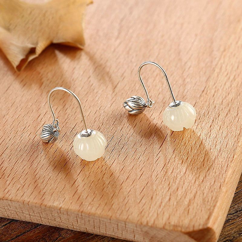 Miyan Bông Tai Mạ Bạc 925 Hình Hoa Sen Phong Cách Trung Hoa Cổ Điển Cho Nữ