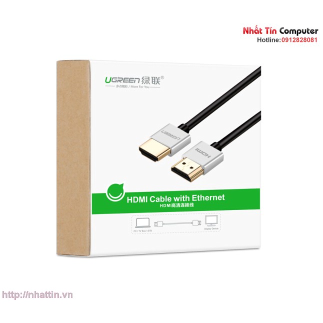 Cáp HDMI 2.0 siêu mỏng dài 1M hỗ trợ 4K, 3D Chính hãng Ugreen 30476 cao cấp