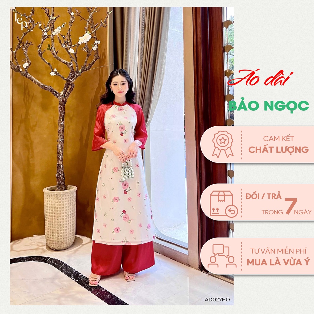 Áo Dài Cách Tân Thiết Kế Hoa Kiểu Trước Ngực Nhiều Màu Fom Đứng Chuẩn Mặc Chụp Ảnh, Đi Chơi, Lễ Tết