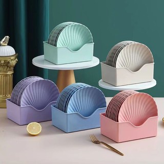 Bộ 10 đĩa ăn 15cm hình vỏ sò bằng nhựa lúa mì