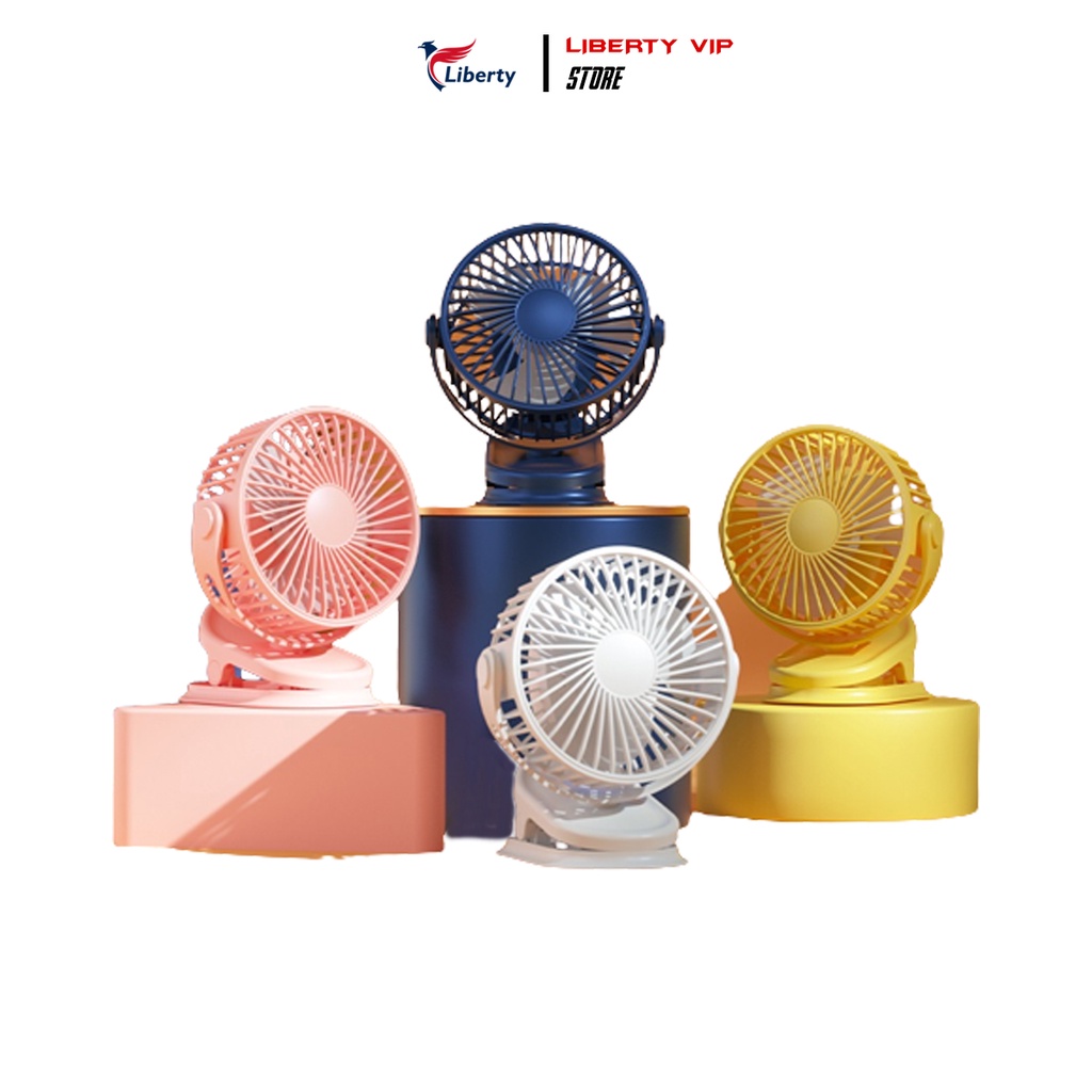 Quạt mini kẹp bàn Liberty hiện đại sạc USB xoay 720 độ siêu mát bảo hành 3 tháng