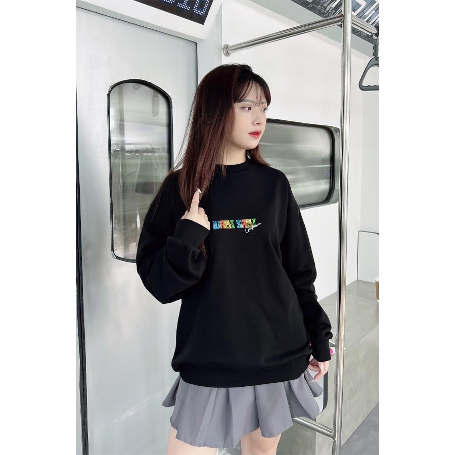 Áo Sweater chữ thêu WabiSabi nỉ cotton 100% chân cua chính phâm Unisex -WSSWT1