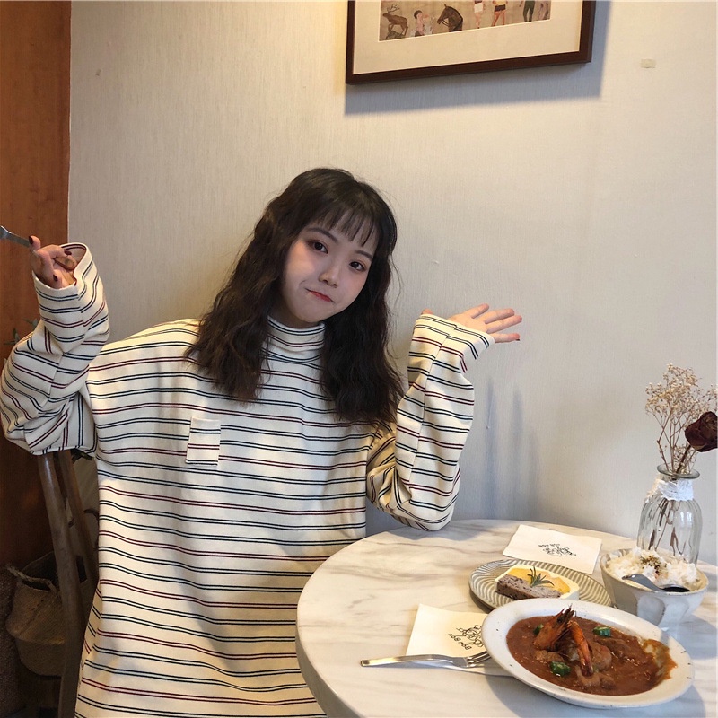 Áo Thun Sweater Kẻ Sọc Thời Trang Mùa Thu Mới Cho Nữ
