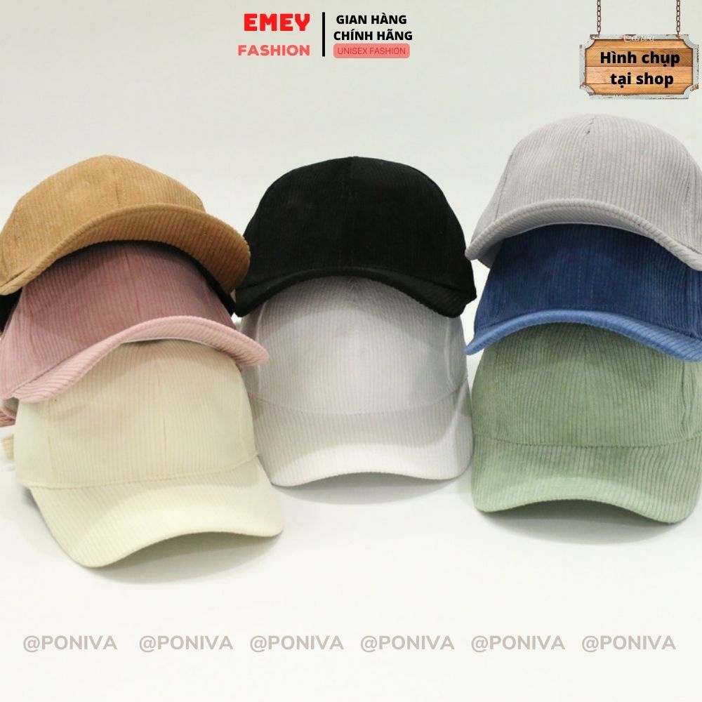Mũ lưỡi trai trơn ❤️ Nón kết trơn basic chất nhung tăm Hàn Quốc cao cấp form unisex nam nữ