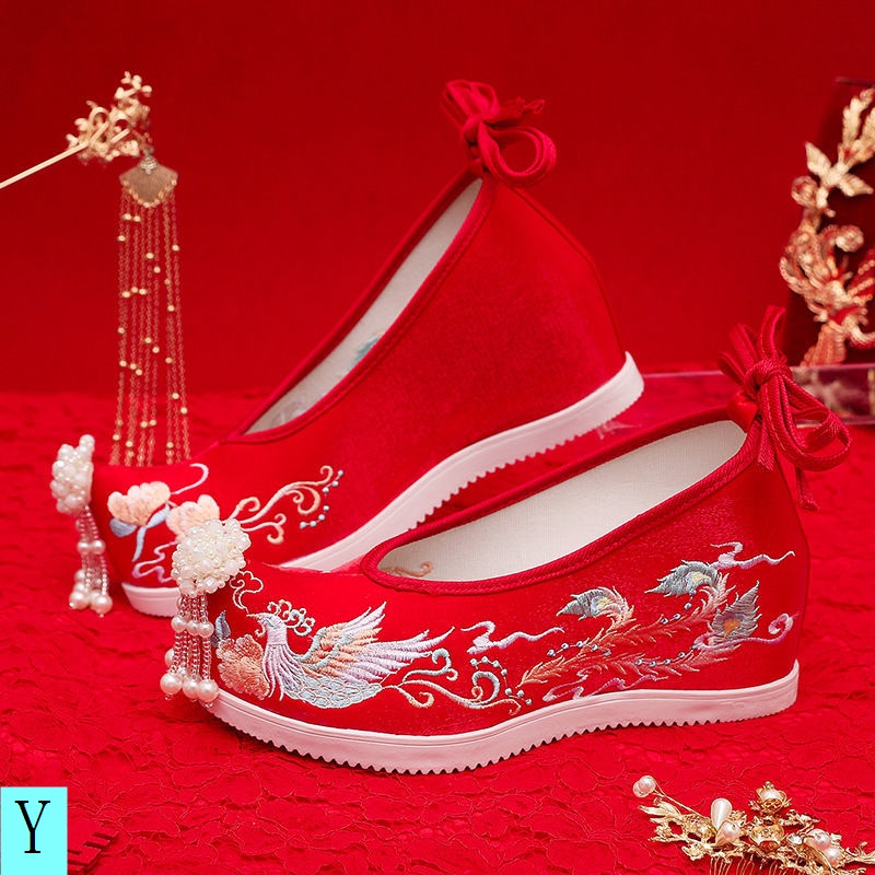 Giày Búp Bê Thêu Họa Tiết Phong Cách Trung Hoa Cổ Điển Cho Cô Dâu