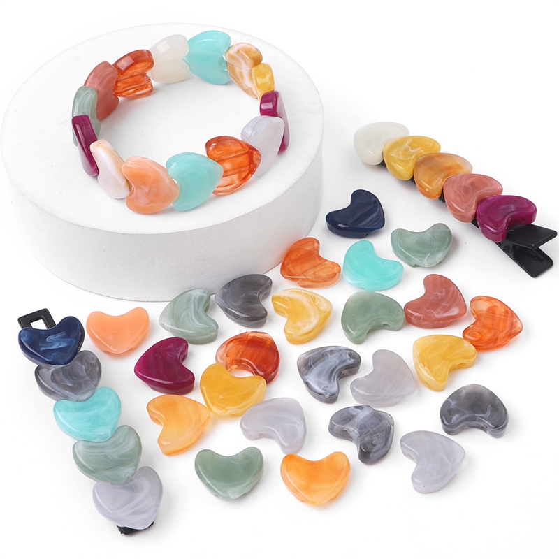 Hạt acrylic Beadia hai lỗ xỏ hình trái tim dùng làm trang sức diy