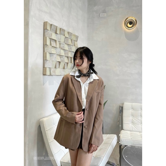 Áo Blazer  Nữ hàng cao cấp-phong cách Hàn quốc ulzzang quảng châu loại 1 -2 Màu Nâu đen Truyền thống from rộng
